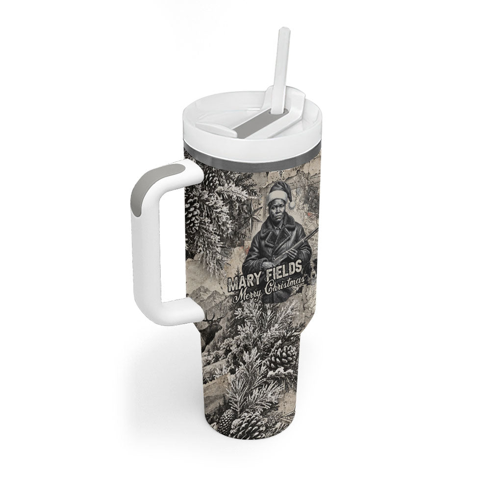 Mary Fields Christmas Tumbler With Handle Stagecoach Mary Vintage Western Map Mail Carrier