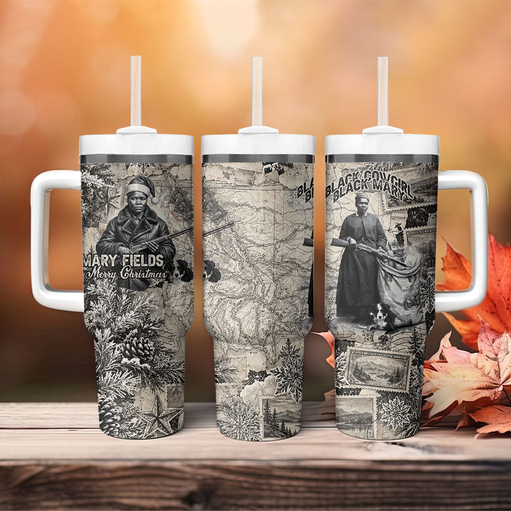 Mary Fields Christmas Tumbler With Handle Stagecoach Mary Vintage Western Map Mail Carrier
