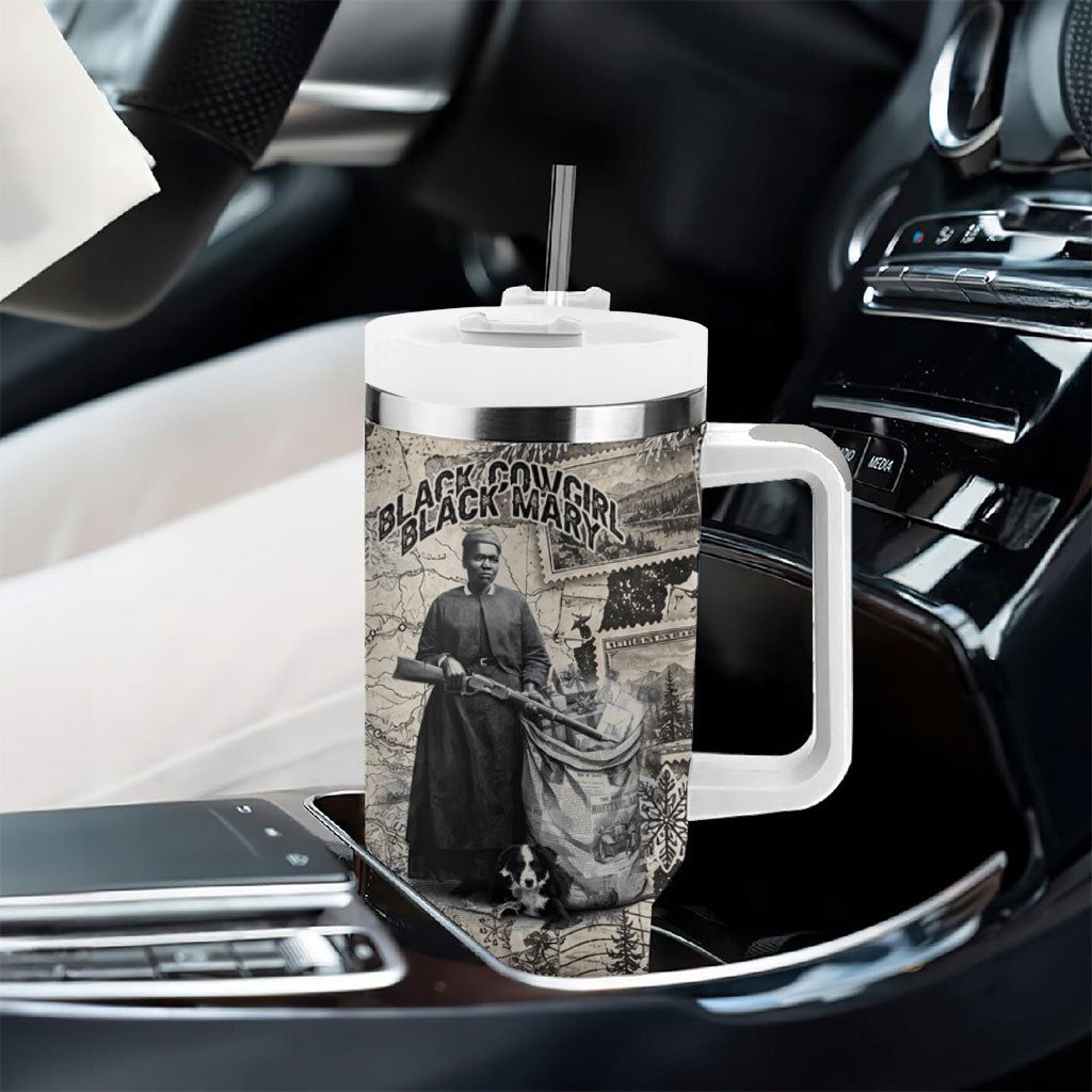 Mary Fields Christmas Tumbler With Handle Stagecoach Mary Vintage Western Map Mail Carrier
