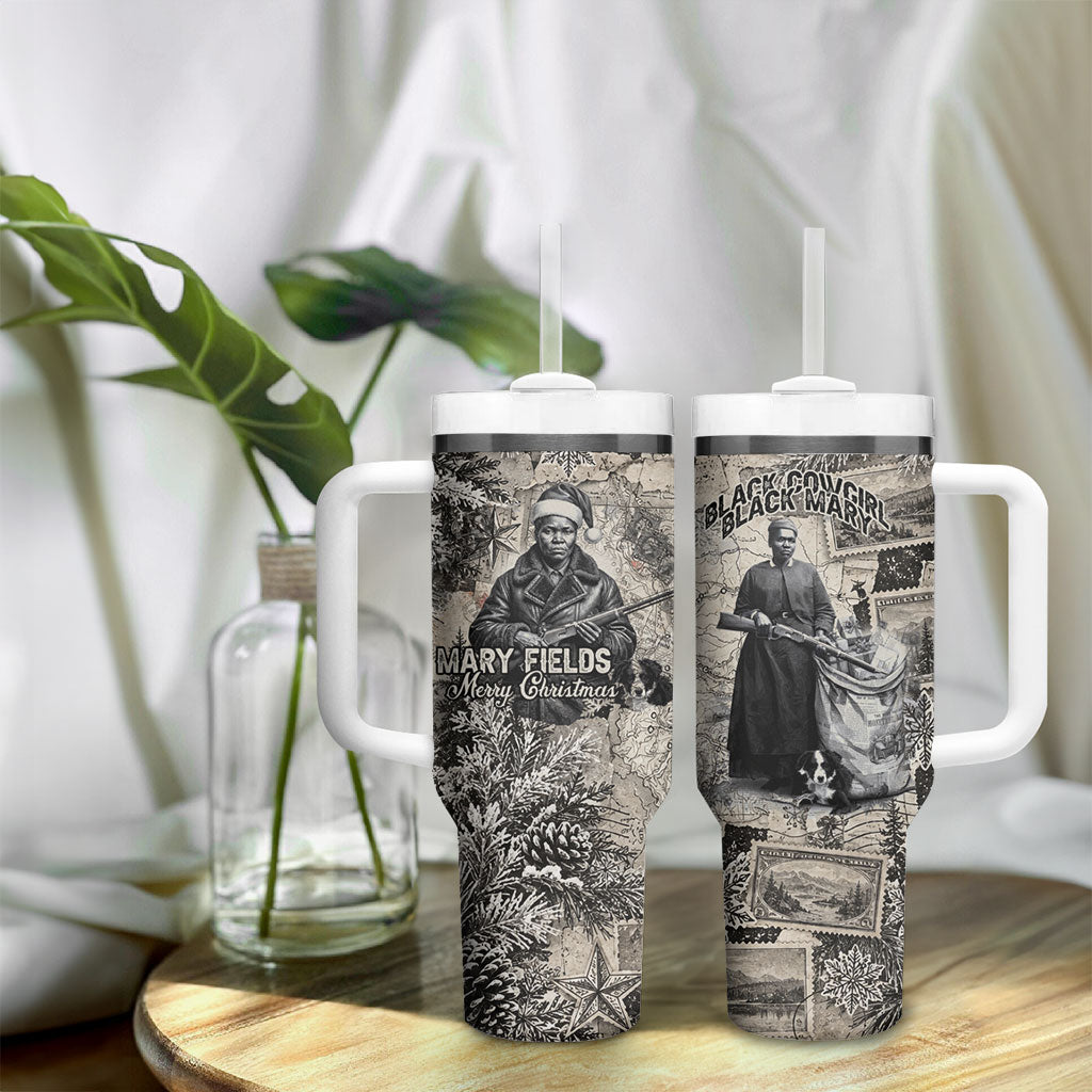 Mary Fields Christmas Tumbler With Handle Stagecoach Mary Vintage Western Map Mail Carrier