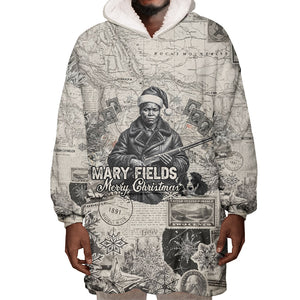 Mary Fields Christmas Wearable Blanket Hoodie Stagecoach Mary Vintage Western Map Mail Carrier