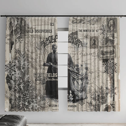 Mary Fields Christmas Window Curtain Stagecoach Mary Vintage Western Map Mail Carrier