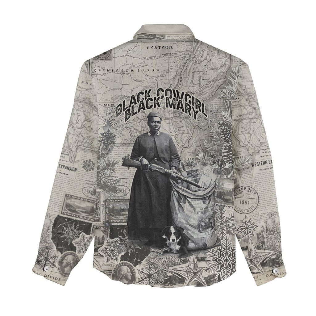 Mary Fields Christmas Women Casual Shirt Stagecoach Mary Vintage Western Map Mail Carrier