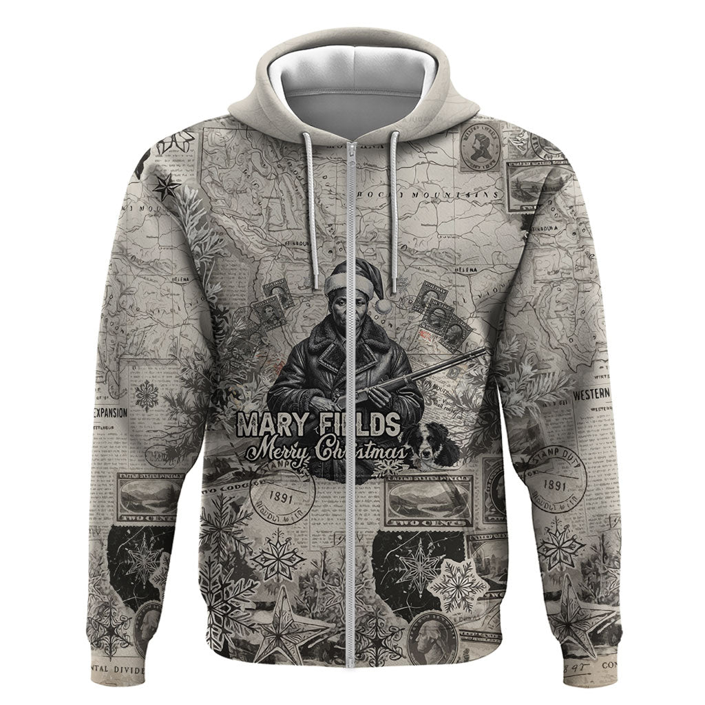 Mary Fields Christmas Zip Hoodie Stagecoach Mary Vintage Western Map Mail Carrier