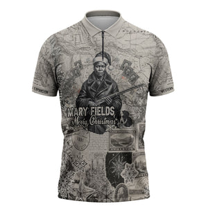Mary Fields Christmas Zipper Polo Shirt Stagecoach Mary Vintage Western Map Mail Carrier
