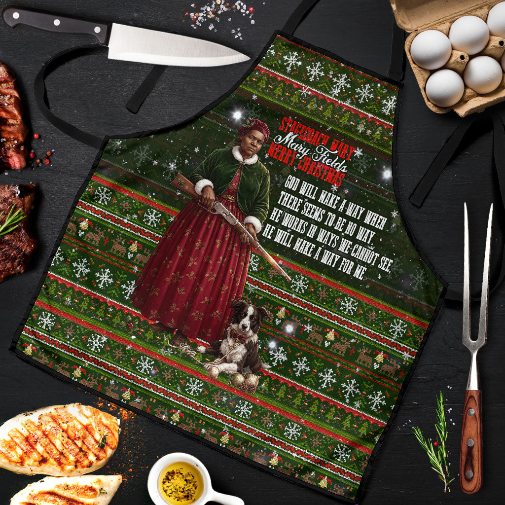 Stagecoach Mary Fields Christmas Apron Old West Pioneer Vintage Holiday Art