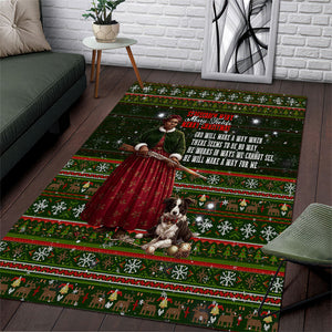 Stagecoach Mary Fields Christmas Area Rug Old West Pioneer Vintage Holiday Art