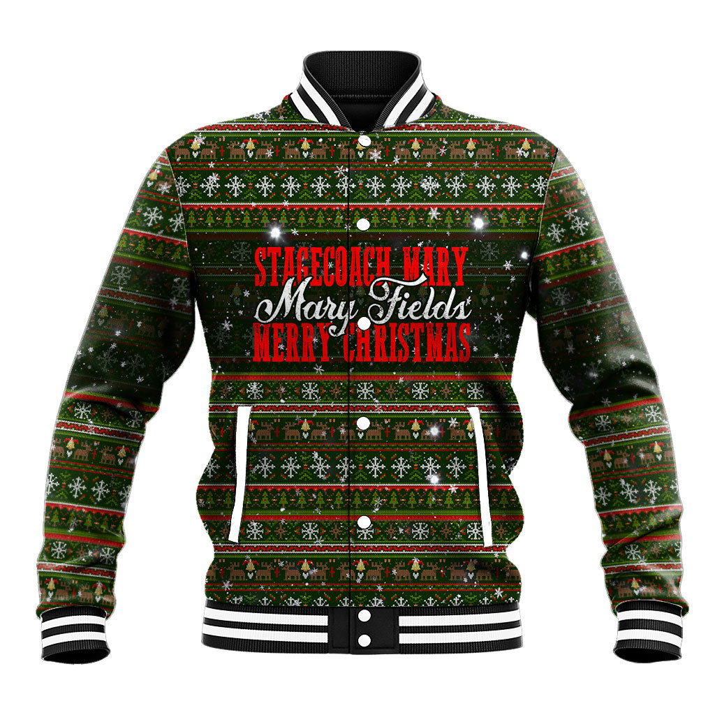 Stagecoach Mary Fields Christmas Baseball Jacket Old West Pioneer Vintage Holiday Art