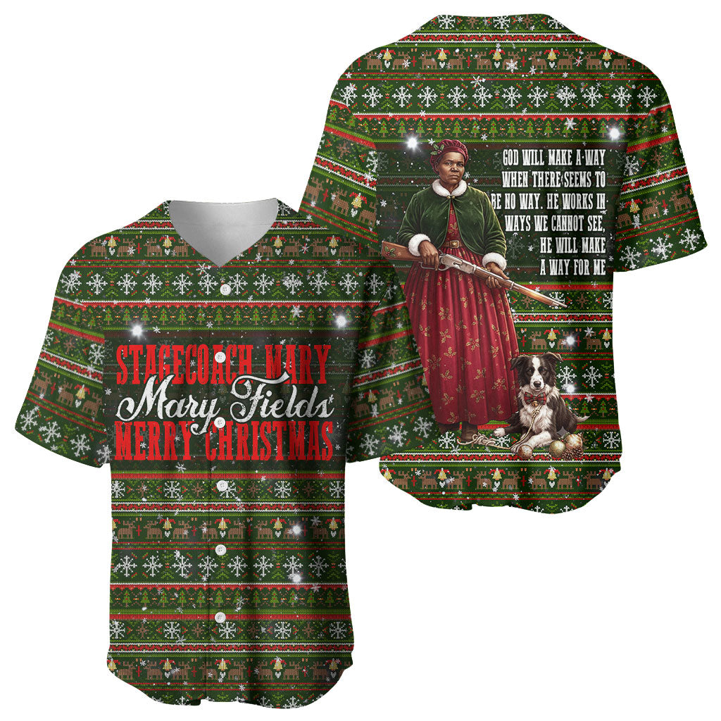 Stagecoach Mary Fields Christmas Baseball Jersey Old West Pioneer Vintage Holiday Art
