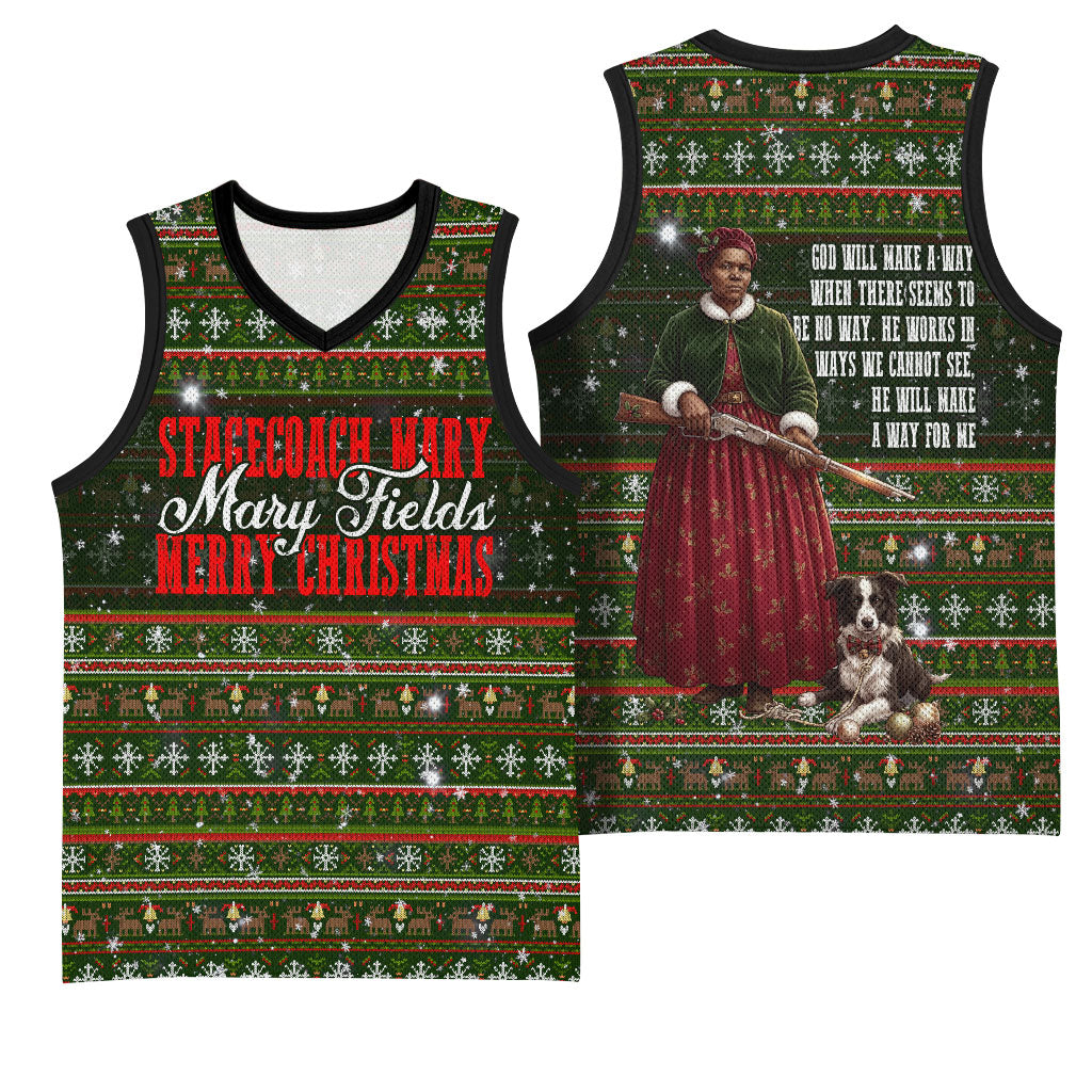 Stagecoach Mary Fields Christmas Basketball Jersey Old West Pioneer Vintage Holiday Art