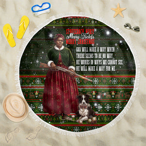 Stagecoach Mary Fields Christmas Beach Blanket Old West Pioneer Vintage Holiday Art