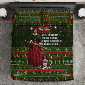 Stagecoach Mary Fields Christmas Bedding Set Old West Pioneer Vintage Holiday Art