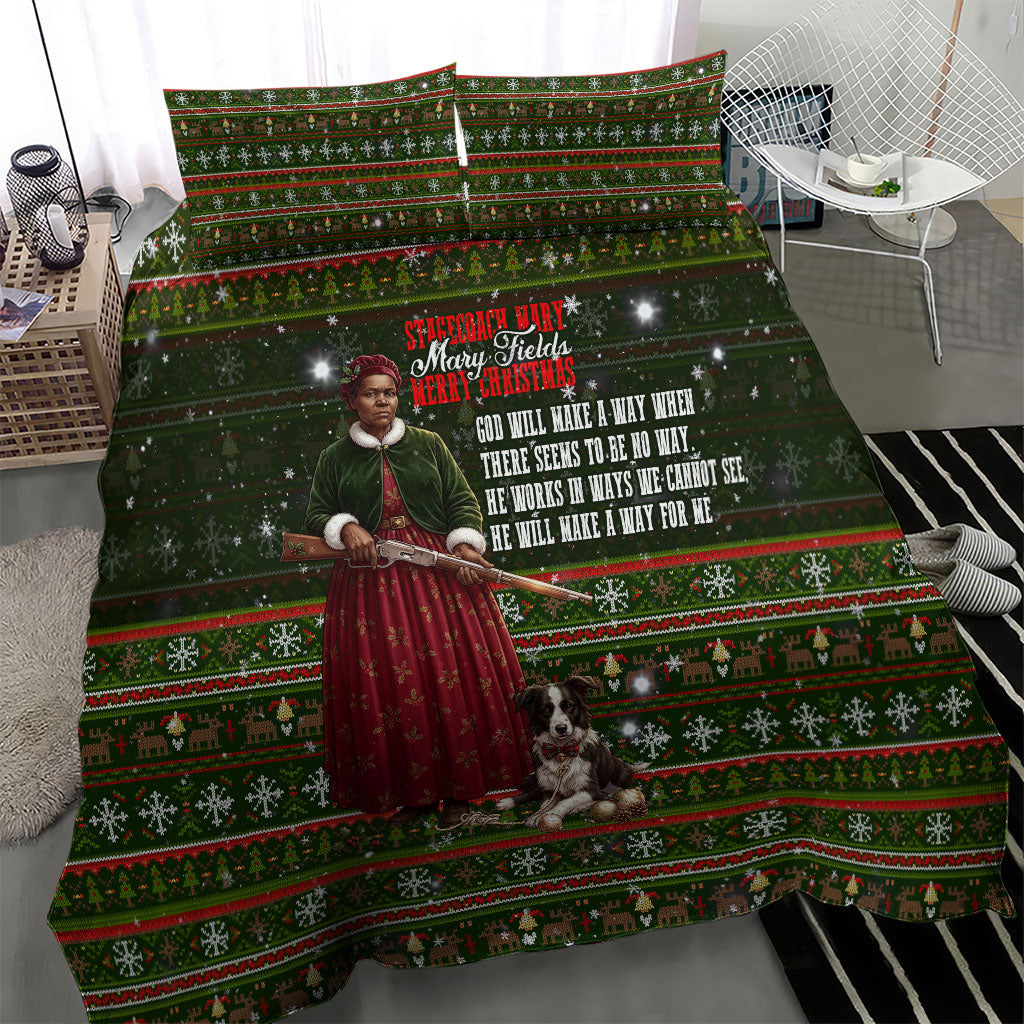Stagecoach Mary Fields Christmas Bedding Set Old West Pioneer Vintage Holiday Art