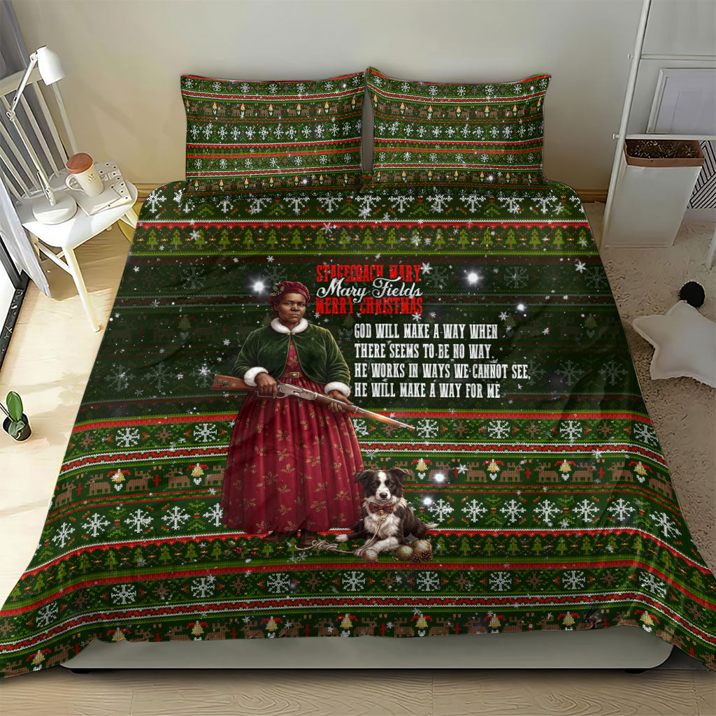 Stagecoach Mary Fields Christmas Bedding Set Old West Pioneer Vintage Holiday Art