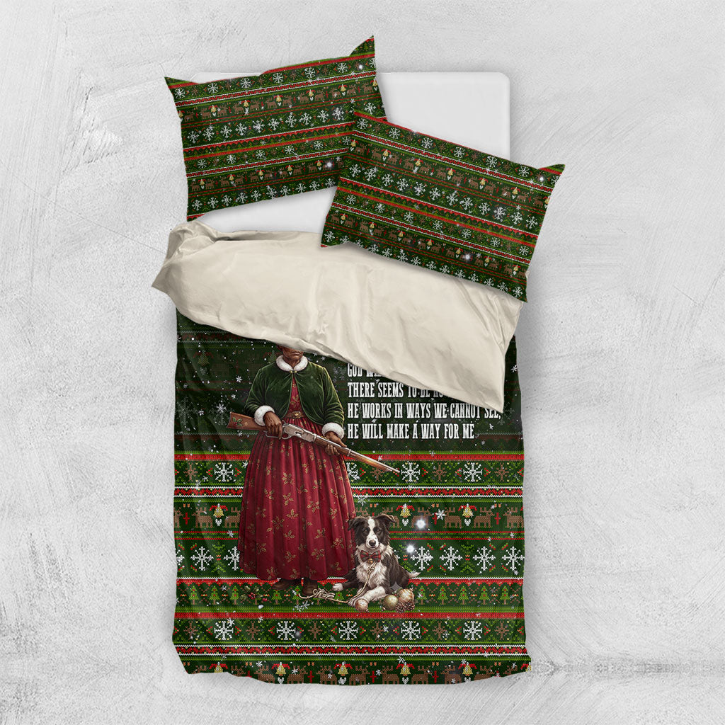 Stagecoach Mary Fields Christmas Bedding Set Old West Pioneer Vintage Holiday Art