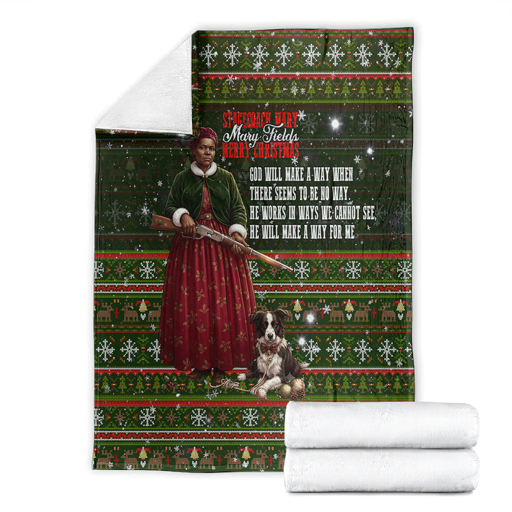 Stagecoach Mary Fields Christmas Blanket Old West Pioneer Vintage Holiday Art