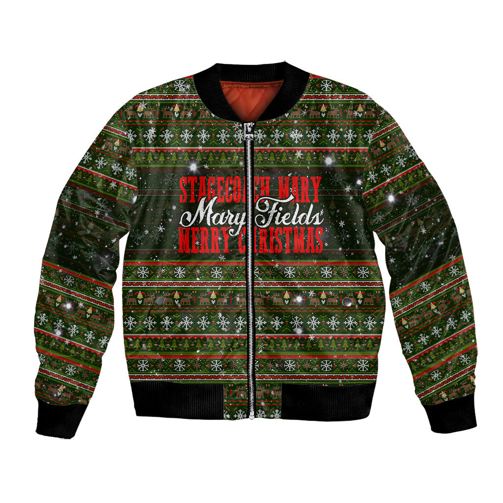 Stagecoach Mary Fields Christmas Bomber Jacket Old West Pioneer Vintage Holiday Art