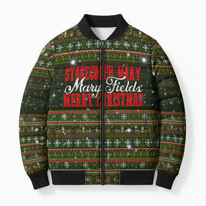 Stagecoach Mary Fields Christmas Bomber Puffer Jacket Old West Pioneer Vintage Holiday Art