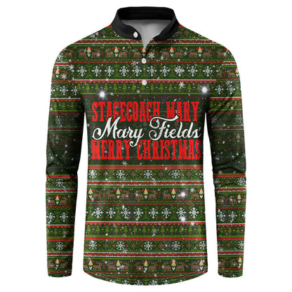 Stagecoach Mary Fields Christmas Button Sweatshirt Old West Pioneer Vintage Holiday Art
