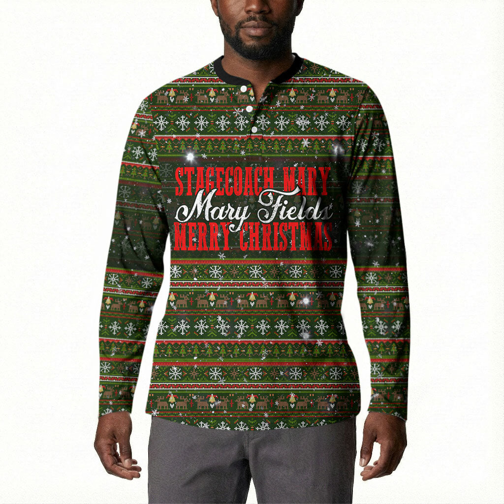 Stagecoach Mary Fields Christmas Button Sweatshirt Old West Pioneer Vintage Holiday Art