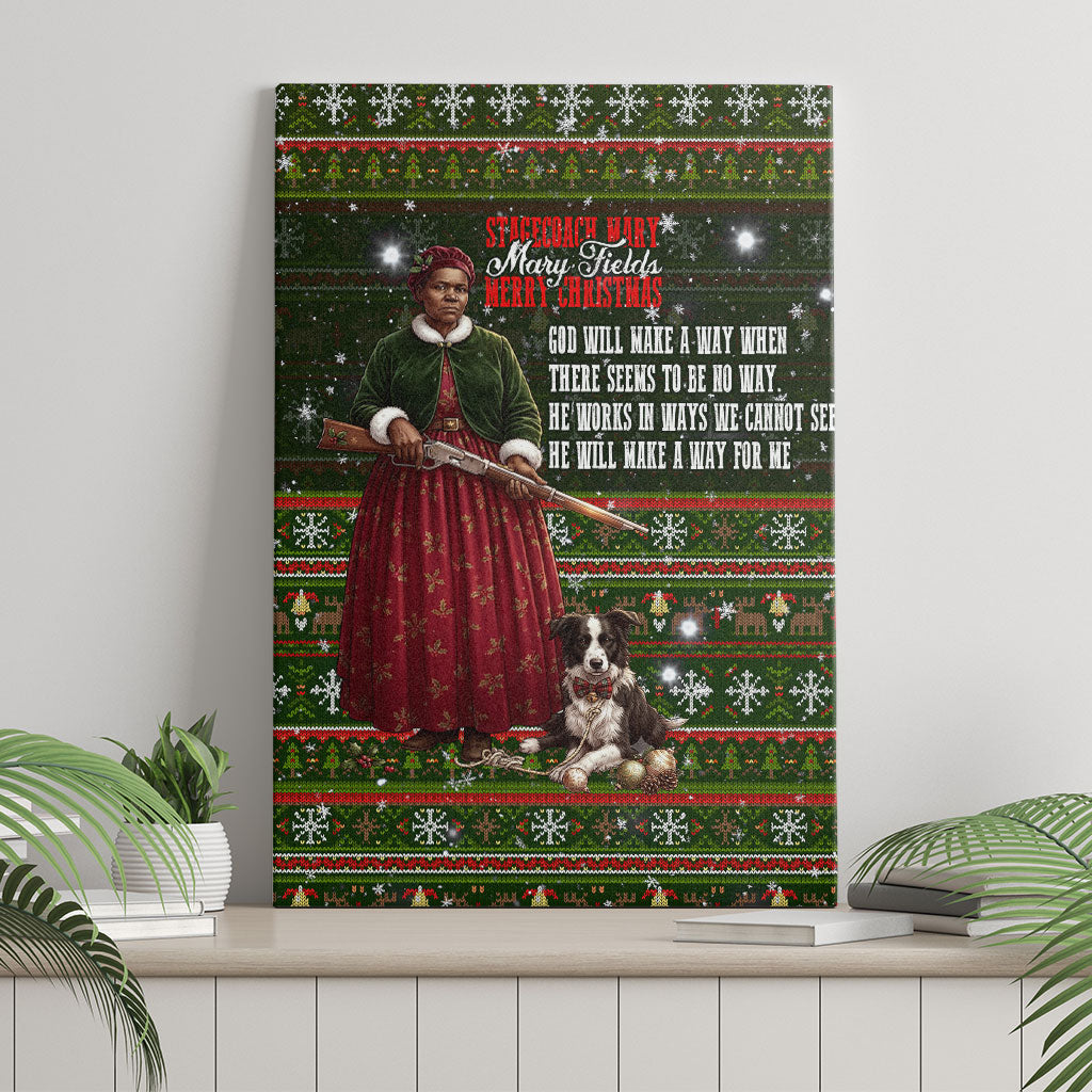 Stagecoach Mary Fields Christmas Canvas Wall Art Old West Pioneer Vintage Holiday Art