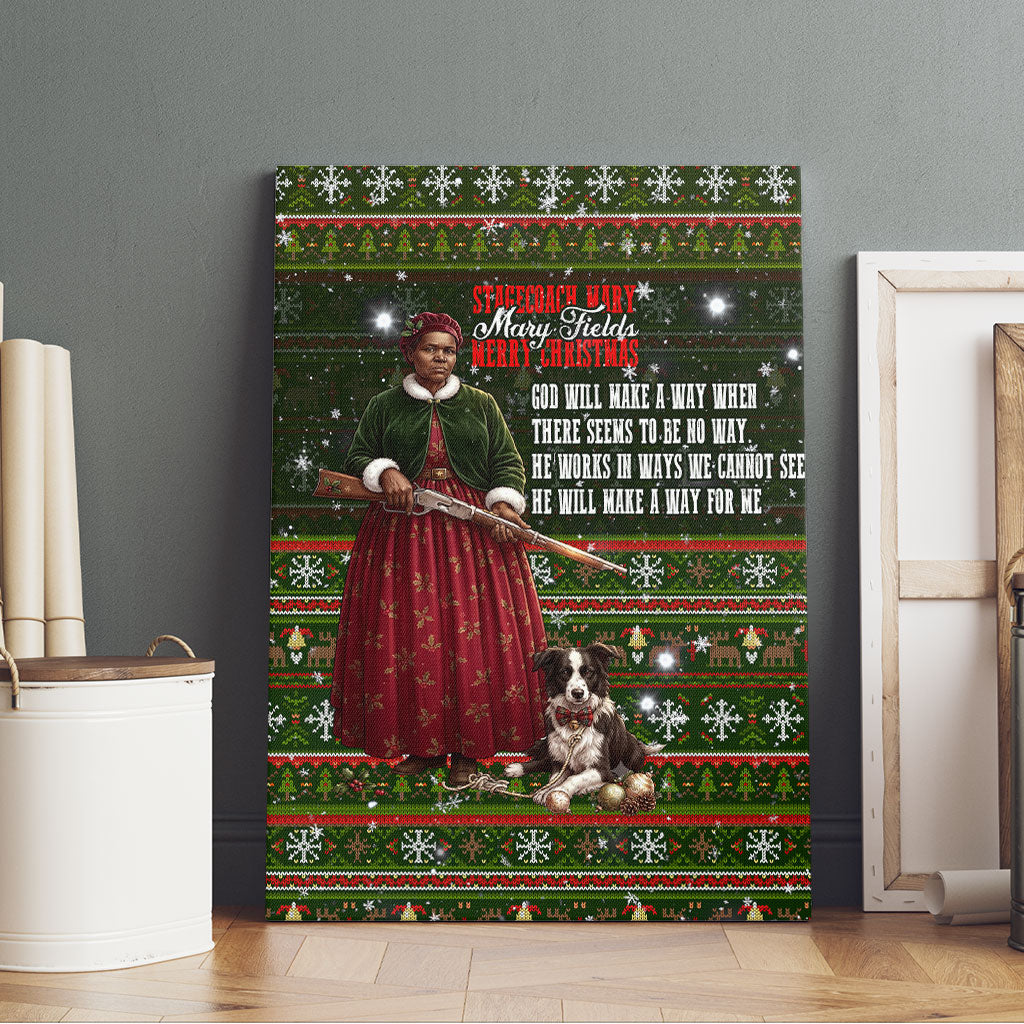 Stagecoach Mary Fields Christmas Canvas Wall Art Old West Pioneer Vintage Holiday Art