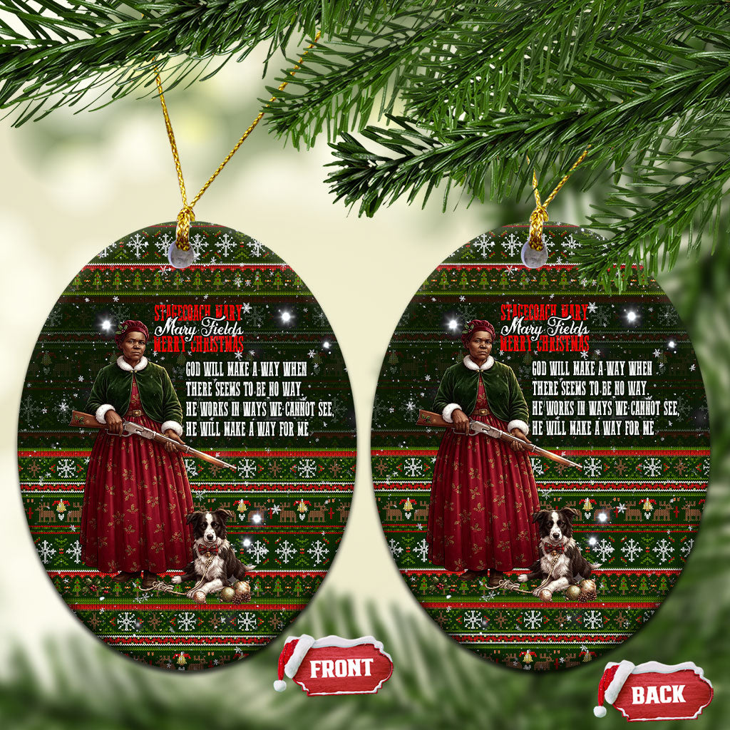 Stagecoach Mary Fields Christmas Ceramic Ornament Old West Pioneer Vintage Holiday Art