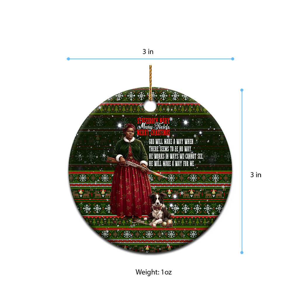Stagecoach Mary Fields Christmas Ceramic Ornament Old West Pioneer Vintage Holiday Art