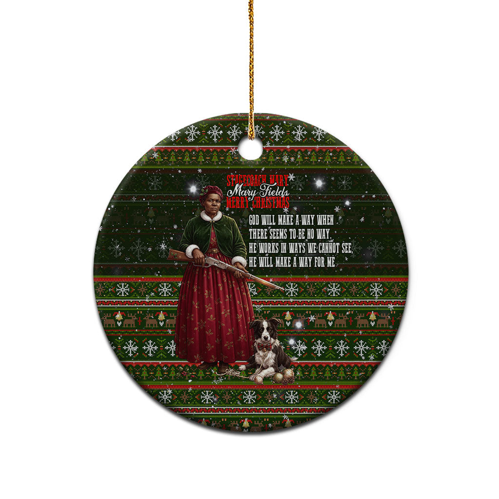 Stagecoach Mary Fields Christmas Ceramic Ornament Old West Pioneer Vintage Holiday Art