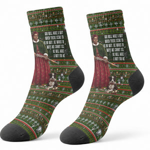 Stagecoach Mary Fields Christmas Crew Socks Old West Pioneer Vintage Holiday Art