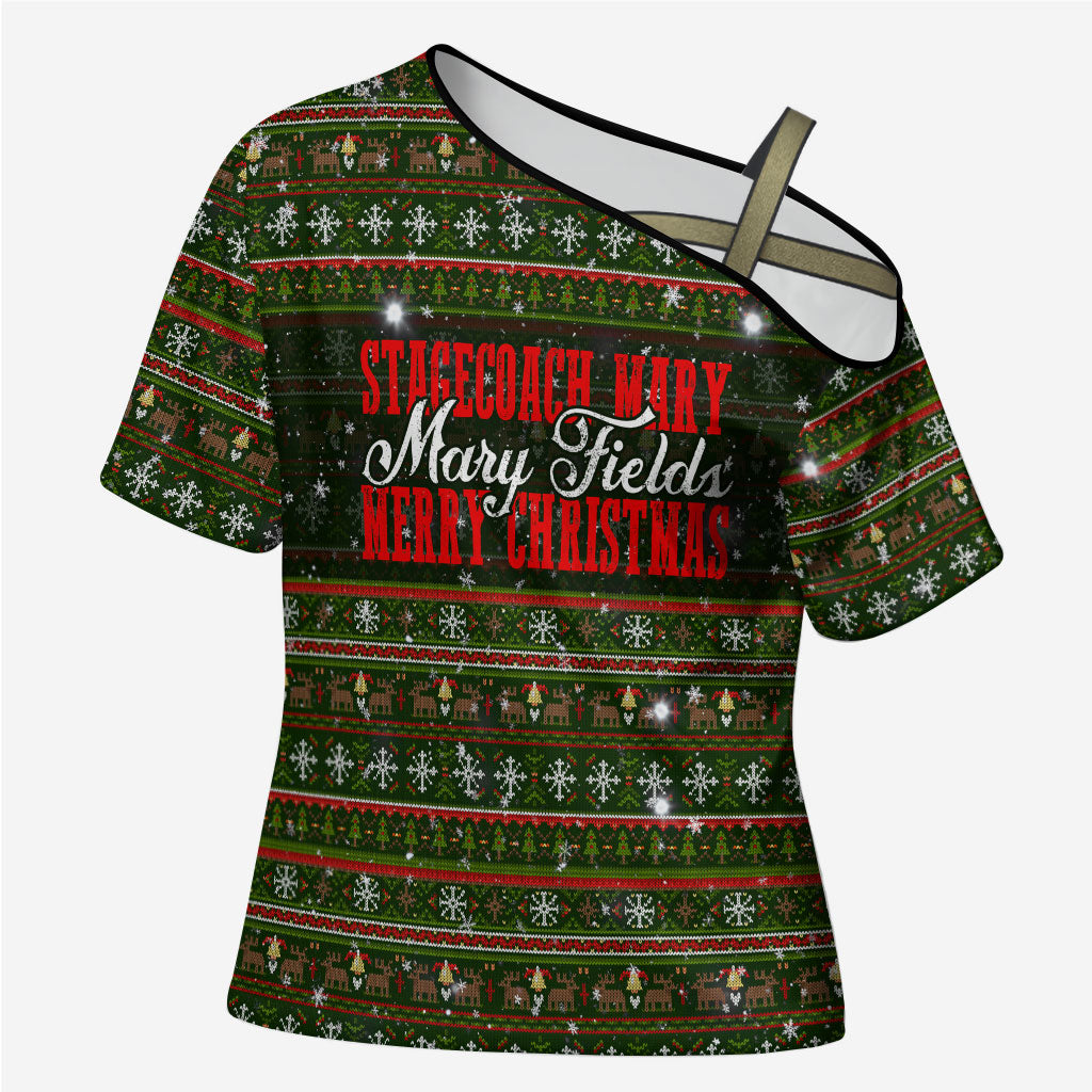 Stagecoach Mary Fields Christmas Cross Shoulder Shirt Old West Pioneer Vintage Holiday Art
