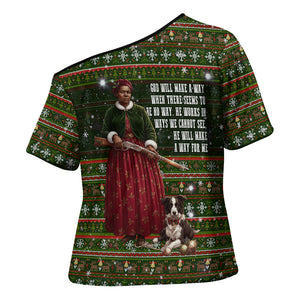 Stagecoach Mary Fields Christmas Cross Shoulder Shirt Old West Pioneer Vintage Holiday Art