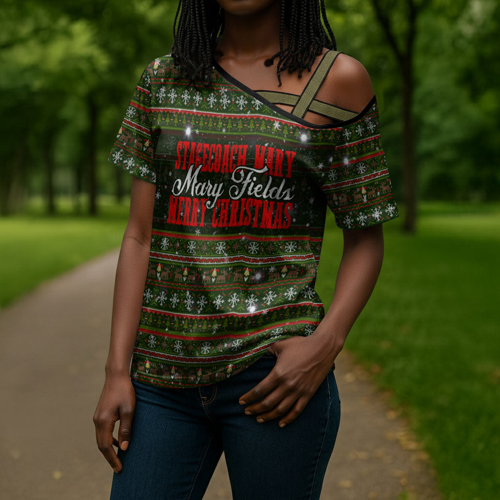 Stagecoach Mary Fields Christmas Cross Shoulder Shirt Old West Pioneer Vintage Holiday Art