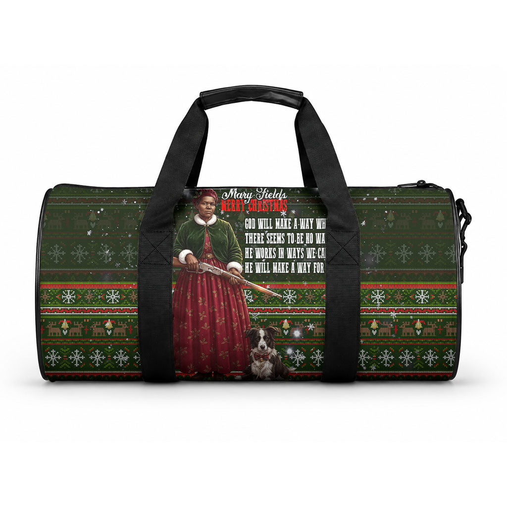 Stagecoach Mary Fields Christmas Duffle Bag Old West Pioneer Vintage Holiday Art