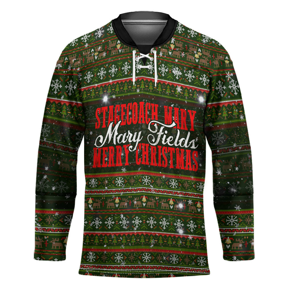 Stagecoach Mary Fields Christmas Hockey Jersey Old West Pioneer Vintage Holiday Art
