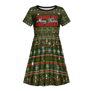 Stagecoach Mary Fields Christmas Kid Short Sleeve Dress Old West Pioneer Vintage Holiday Art