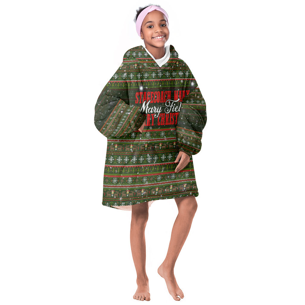 Stagecoach Mary Fields Christmas Kid Wearable Blanket Hoodie Old West Pioneer Vintage Holiday Art