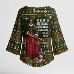 Stagecoach Mary Fields Christmas Kimono Sleeve Blouse Old West Pioneer Vintage Holiday Art