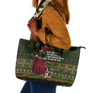 Stagecoach Mary Fields Christmas Leather Tote Bag Old West Pioneer Vintage Holiday Art
