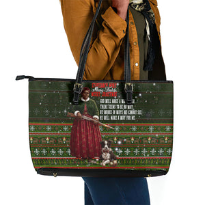 Stagecoach Mary Fields Christmas Leather Tote Bag Old West Pioneer Vintage Holiday Art