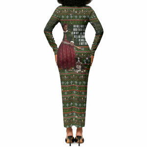 Stagecoach Mary Fields Christmas Long Sleeve Bodycon Dress Old West Pioneer Vintage Holiday Art