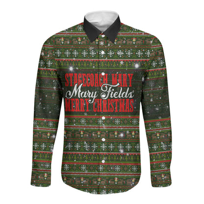 Stagecoach Mary Fields Christmas Long Sleeve Button Shirt Old West Pioneer Vintage Holiday Art
