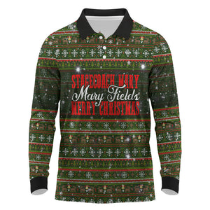 Stagecoach Mary Fields Christmas Long Sleeve Polo Shirt Old West Pioneer Vintage Holiday Art