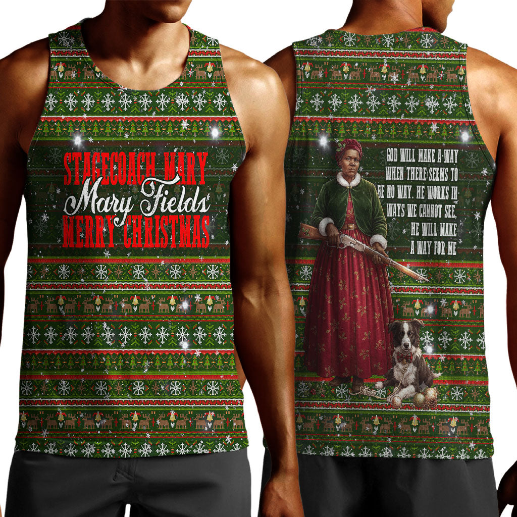 Stagecoach Mary Fields Christmas Men Tank Top Old West Pioneer Vintage Holiday Art