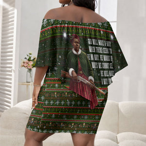 Stagecoach Mary Fields Christmas Off Shoulder Short Dress Old West Pioneer Vintage Holiday Art