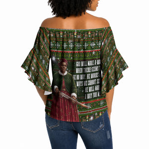 Stagecoach Mary Fields Christmas Off Shoulder Wrap Waist Top Old West Pioneer Vintage Holiday Art