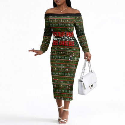 Stagecoach Mary Fields Christmas Off The Shoulder Long Sleeve Dress Old West Pioneer Vintage Holiday Art