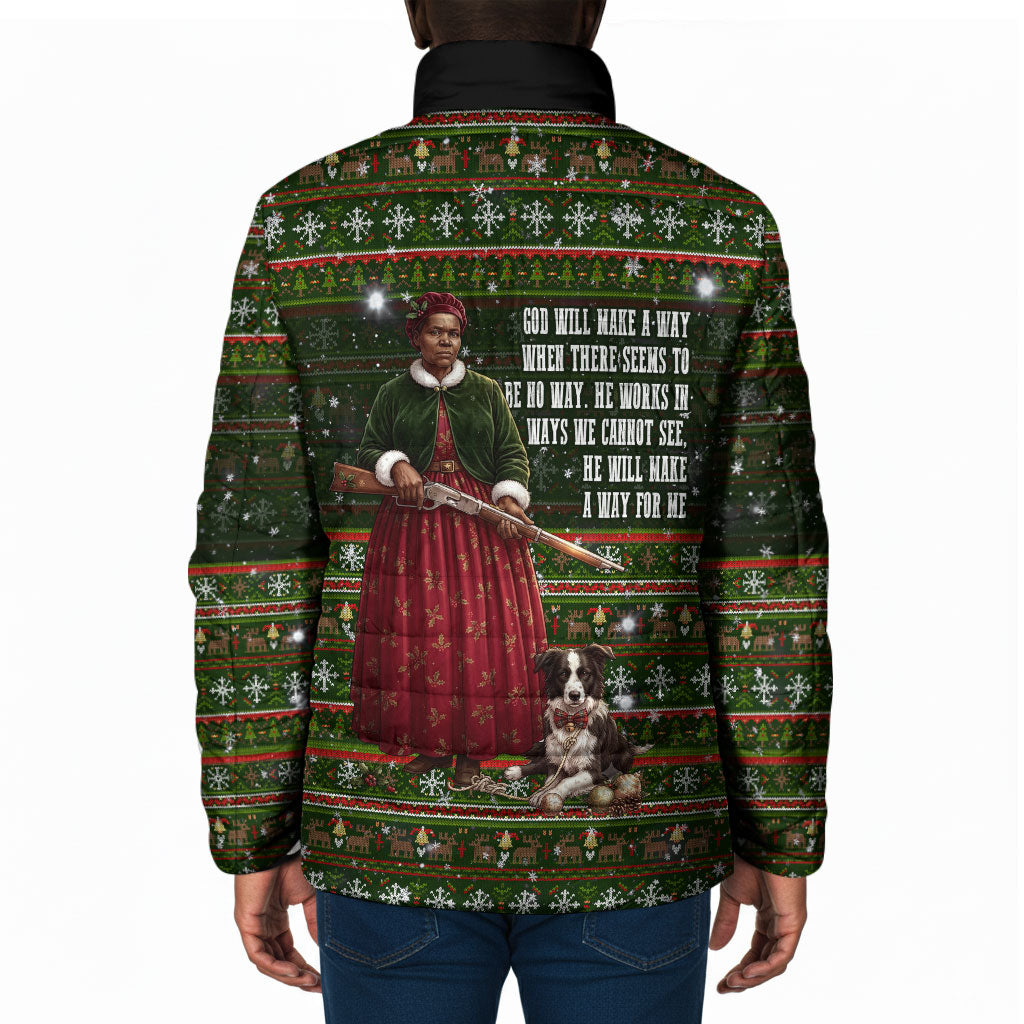 Stagecoach Mary Fields Christmas Padded Jacket Old West Pioneer Vintage Holiday Art