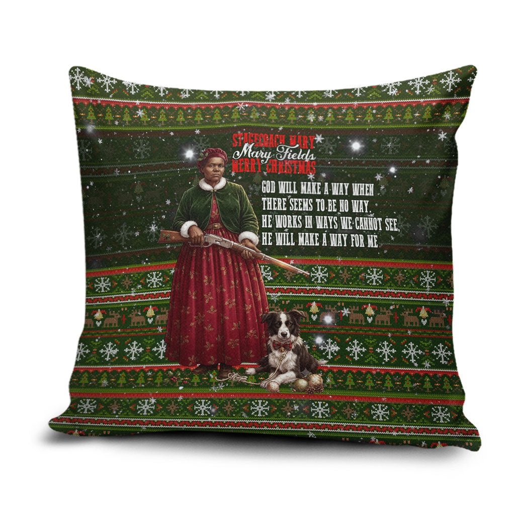 Stagecoach Mary Fields Christmas Pillow Cover Old West Pioneer Vintage Holiday Art