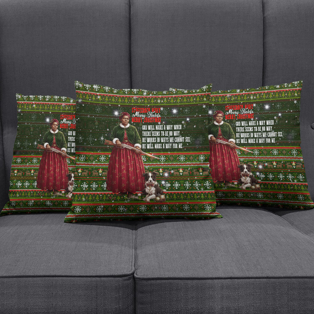 Stagecoach Mary Fields Christmas Pillow Cover Old West Pioneer Vintage Holiday Art